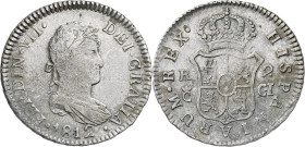 1812. Fernando VII. Cádiz. CI. 2 reales. (AC. 727). Sombras. 5,86 g. MBC-.