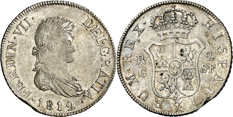 1812. Fernando VII. Catalunya (Mallorca). SF. 2 reales. (AC. 766). Con punto ent...