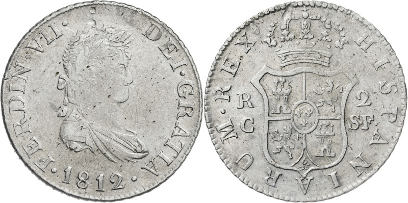 1812. Fernando VII. Catalunya (Mallorca). SF. 2 reales. (AC. 766). Con punto ent...