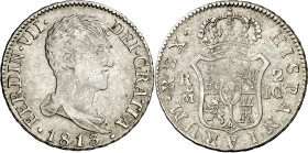 1813. Fernando VII. Madrid. IG. 2 reales. (AC. 825). Busto desnudo. Escasa. 6 g. MBC.