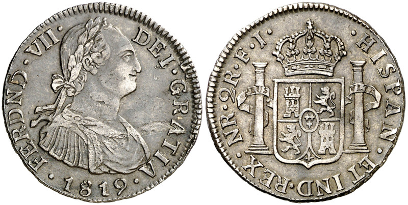 1819. Fernando VII. Santa Fe de Nuevo Reino. FJ. 2 reales. (AC. 935) (Restrepo 1...