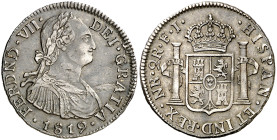 1819. Fernando VII. Santa Fe de Nuevo Reino. FJ. 2 reales. (AC. 935) (Restrepo 113-9a). Hojita superficial. Muy buen ejemplar para esta ceca. Pátina o...