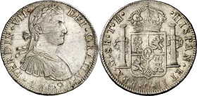 1809. Fernando VII. México. TH. 8 reales. (AC. 1308). Busto imaginario. Plata algo agria. 26,89 g. MBC+.