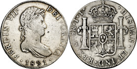 1821. Fernando VII. México. JJ. 8 reales. (AC. 1337). 26,82 g. BC+/MBC-.