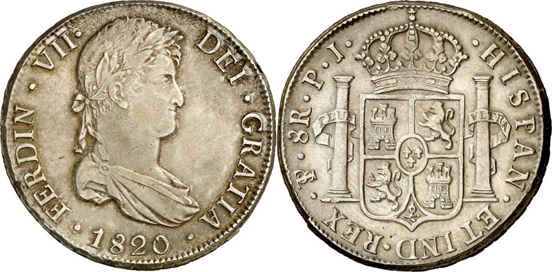 1820. Fernando VII. Potosí. PJ. 8 reales. (AC. 1384). 26,75 g. EBC-.