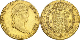 1817. Fernando VII. Lima. JP. 8 escudos. (AC. 1764) (Cal.Onza 1226). Leve defecto en canto. Bonito color. 26,96 g. MBC/MBC+.