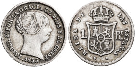 1853. Isabel II. Sevilla. 1 real. (AC. 322). 1,27 g. MBC-.