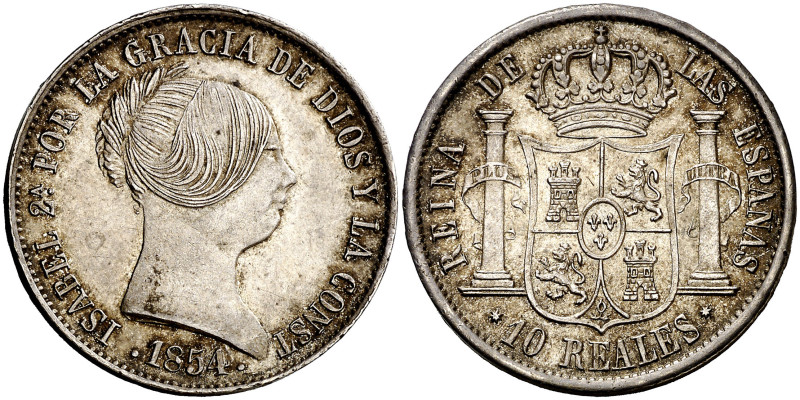 1854. Isabel II. Sevilla. 10 reales. (AC. 551). Bella. Pátina. Ex Áureo & Calicó...