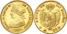 1867. Isabel II. Madrid. 4 escudos. (AC. 691). 3,34 g. MBC/MBC+.
