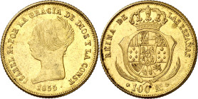 1855. Isabel II. Barcelona. 100 reales. (AC. 763). Parte de brillo original. 8,37 g. MBC+/EBC-.
