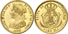 1856. Isabel II. Madrid. 100 reales. (AC. 783). Parte de brillo original. 8,40 g. MBC+/EBC-.