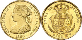 1860. Isabel II. Madrid. 100 reales. (AC. 787). Limpiada. Bella. 8,25 g. EBC.
