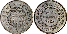 1868. Gobierno Provisional. Segovia. 25 milésimas de escudo. (AC. 10). Escasa. 6 g. EBC-.