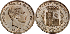 1877. Alfonso XII. Barcelona. OM. 5 céntimos. (AC. 4). 5,17 g. EBC-.