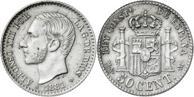 1881*81. Alfonso XII. MSM. 50 céntimos. (AC. 12). 2,38 g. EBC-.