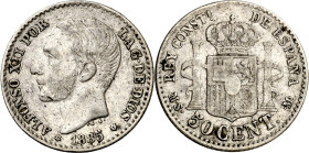 1885*81. Alfonso XII. MSM. 50 céntimos. (AC.pdf 13.1). Escasa. 2,47 g. BC+.