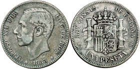 1883*1883. Alfonso XII. MSM. 1 peseta. (AC. 21). 4,88 g. MBC-/MBC.