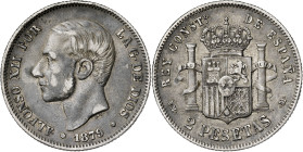 1879*187-. Alfonso XII. EMM. 2 pesetas. (AC. 26). 9,93 g. MBC-/BC+.