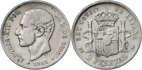 1882*----. Alfonso XII. MSM. 2 pesetas. (AC. 32). 10,01 g. BC+.