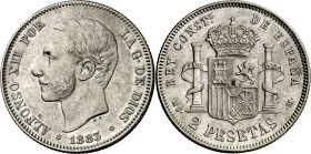 1883*1883. Alfonso XII. MSM. 2 pesetas. (AC. 33). Buen ejemplar. 9,98 g. MBC+.
