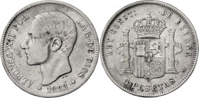 1882*18--. Alfonso XII. MSM. 5 pesetas. (AC. 51). 24,54 g. BC.