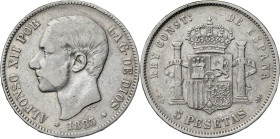 1883/1*1883. Alfonso XII. MSM. 5 pesetas. (AC. 53). 24,57 g. BC.