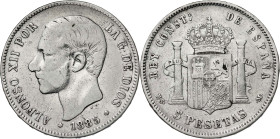 1885*188-. Alfonso XII. MSM. 5 pesetas. (AC. 60). 24,80 g. BC.