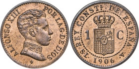 1906*6. Alfonso XIII. SLV. 1 céntimo. (AC. 2). Bella. 0,92 g. S/C.