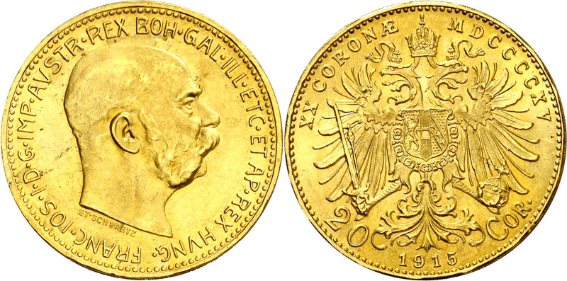 Austria. 1915. Francisco José I. 20 coronas. (Fr. 509R) (Kr. 2818). AU. 6,77 g. ...