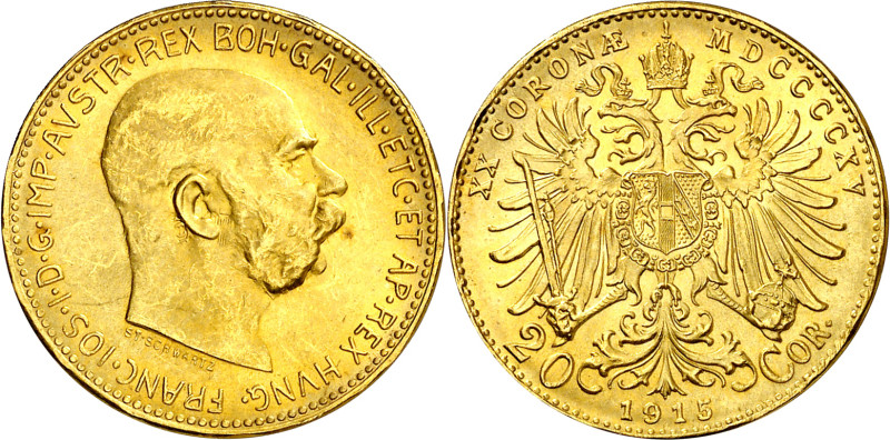 Austria. 1915. Francisco José I. 20 coronas. (Fr. 509R) (Kr. 2818). AU. 6,77 g. ...