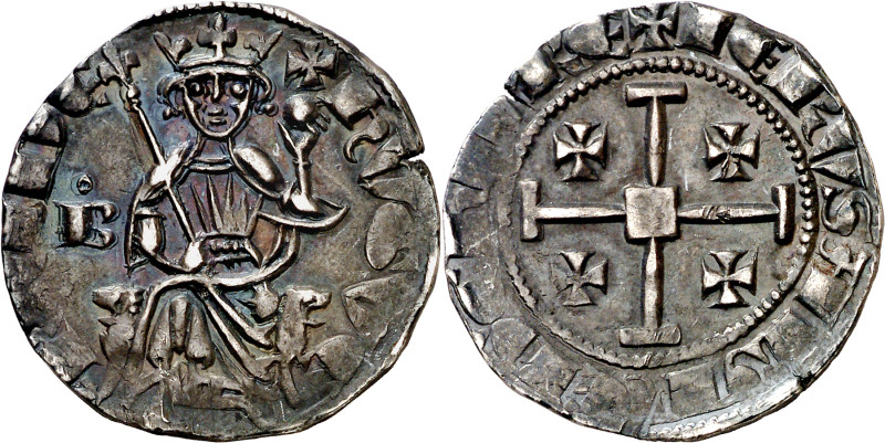 Chipre. Hugo IV de Lusignan (1324-1359). Pafos. Gros. (Sch. VI/4). AG. 4,60 g. M...