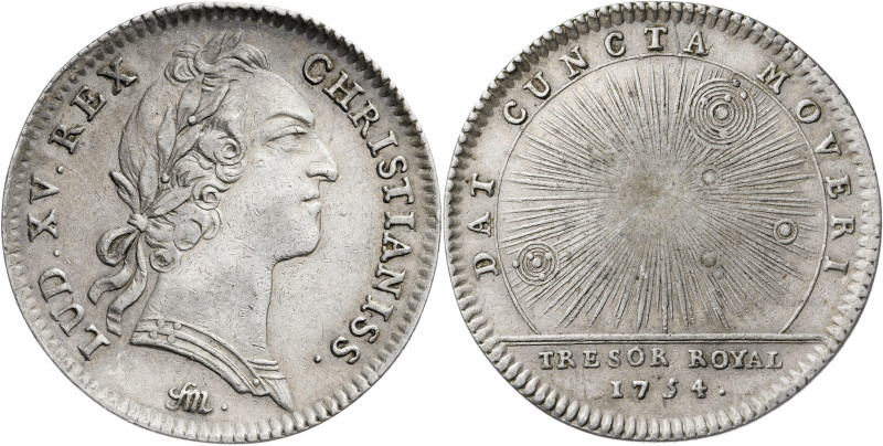 Francia. 1754. Luis XV. Tesoro Real. Jetón. AG. 7,07 g. MBC.