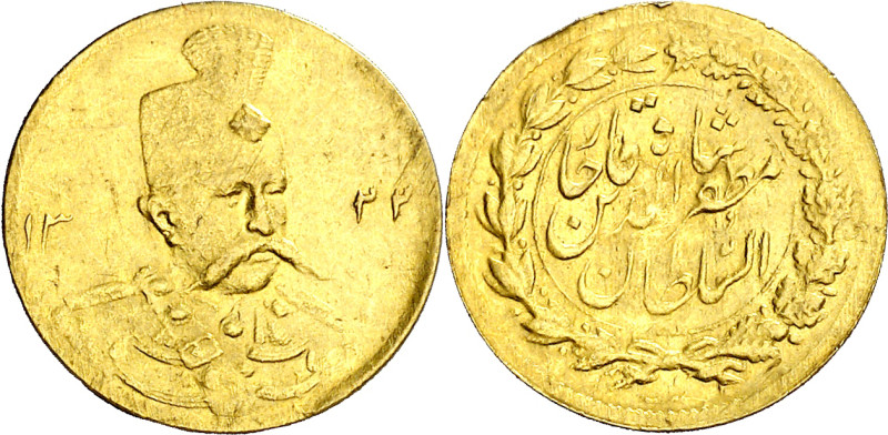 Irán. AH 1322 (1904). Muzaffar al-Din Shah. 1/2 toman. (Fr. 71) (Kr. 994.1). AU....