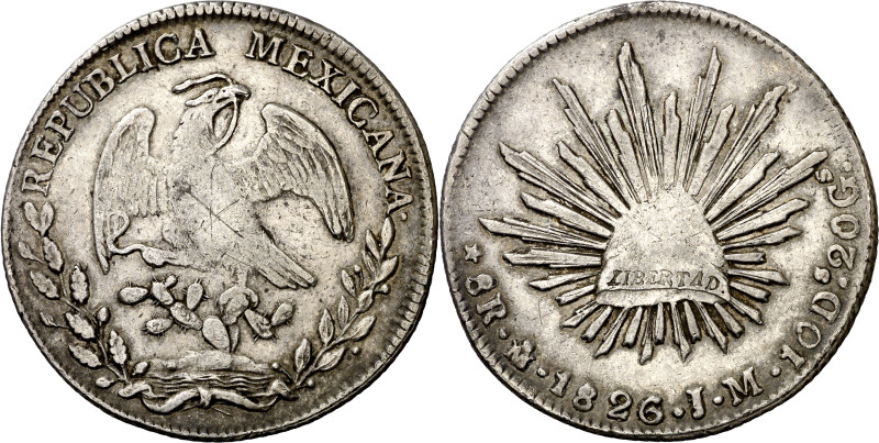 México. 1826. México. JM. 8 reales. (Kr. 377.10). AG. 26,93 g. MBC.