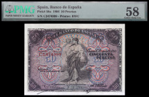 1906. 50 pesetas. (Ed. B99a) (Ed. 315a). 24 de septiembre. Serie C. Certificado por la PMG como Choise About Unc 58. Raro así. EBC.