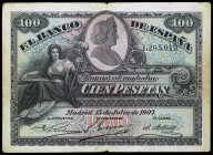 1907. 100 pesetas. (Ed. B104) (Ed. 320). 15 de julio. BC+.
