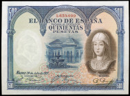 1927. 500 pesetas. (Ed. C3) (Ed. 352). 24 de julio, Isabel la Católica. Lavado y planchado. (EBC).