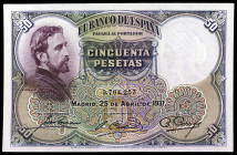 1931. 50 pesetas. (Ed. C10) (Ed. 359). 25 de abril, Rosales. Mínimo doblez central. EBC+.