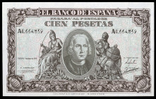 1940. 100 pesetas. (Ed. D39) (Ed. 438). 9 de enero, Colón. Serie A. Esquinas rozadas. Mínimo doblez central. EBC+.
