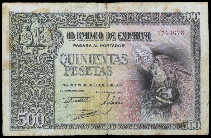 1940. 500 pesetas. (Ed. D45) (Ed. 444). 21 de octubre, El entierro del Conde Org...