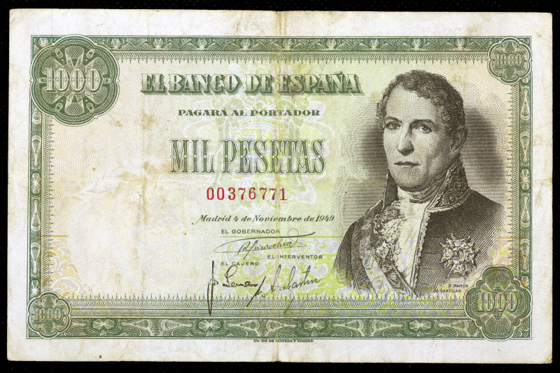 1949. 1000 pesetas. (Ed. D59) (Ed. 458). 4 de noviembre, Ramón de Santillán. BC....