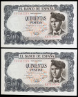 1971. 500 pesetas. (Ed. D74a) (Ed. 473a). 23 de julio, Verdaguer. Pareja correlativa, serie 1A. S/C-.