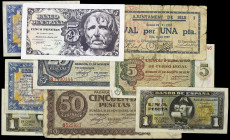 Lote de 9 billetes españoles. A examinar. BC/EBC.