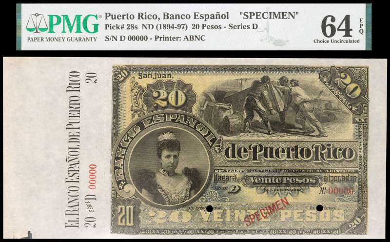 s/d (1894-97). Banco Español de Puerto Rico. 20 pesos. (Ed. PR15m) (Ed. 20M) (Pi...