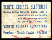 1957. Pamplona. Tómbola Caridad. 20 cocinas elécticas. Cartón. MBC.