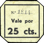 Albalatillo (Huesca). Consejo de Defensa. 25 céntimos. (KG. 29) (RGH. 177). Cartón. Raro. MBC.
