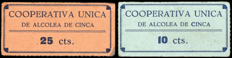 Alcolea de Cinca (Huesca). Cooperativa Única. 10 y 25 céntimos. (KG. 53b) (RGH. ...
