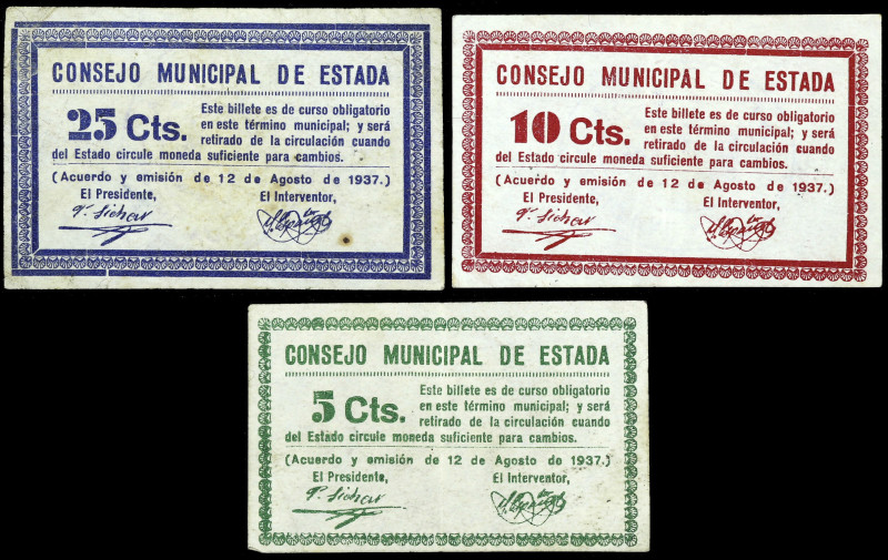 Estada (Huesca). Consejo Municipal. 5, 10 y 25 céntimos. (T. 162 a 164) (KG. 336...
