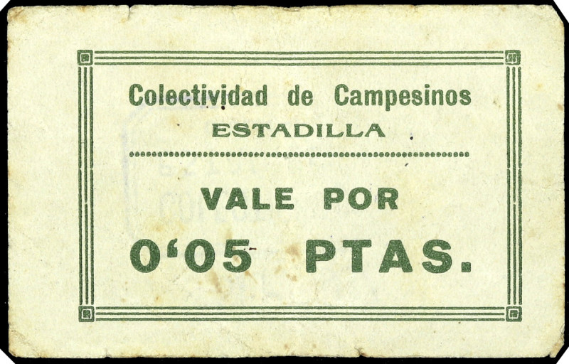 Estadilla (Huesca). Colectividad de Campesinos. 5 céntimos. (T. 168) (KG. 337a) ...