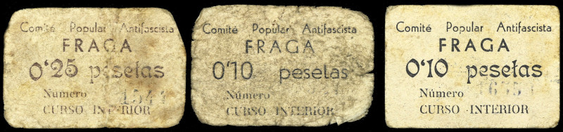 Fraga (Huesca). Comité Popular Antifascista. 10 (dos) y 25 céntimos. (T. 218, 21...